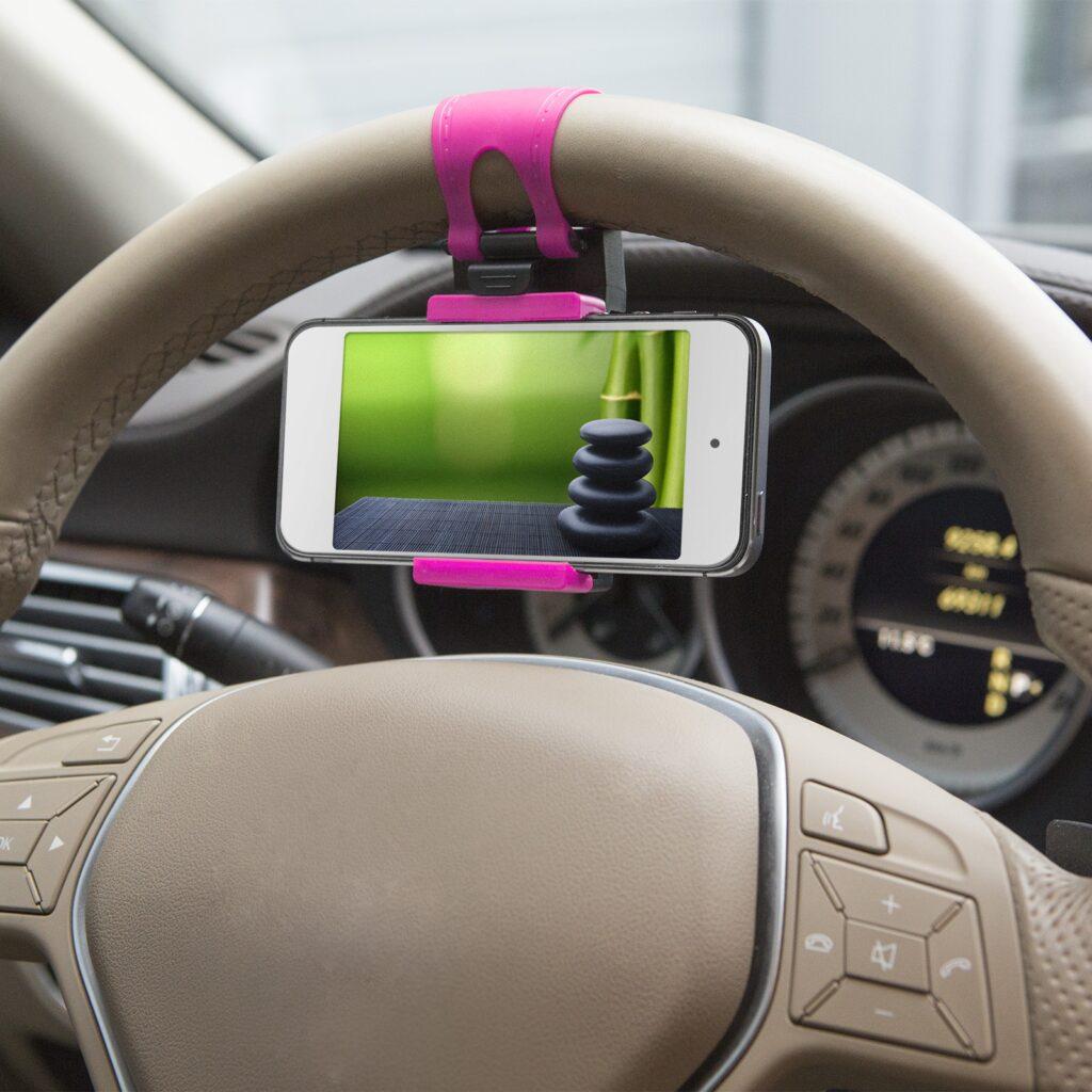 suport telefon pentru volan pink