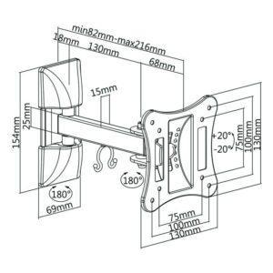 suport tv de perete cu brat pentru 13 27 inch cabletech 1