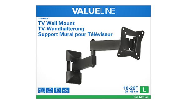 suport tv fixare pe perete 10 26 25 66cm 15kg valueline 2