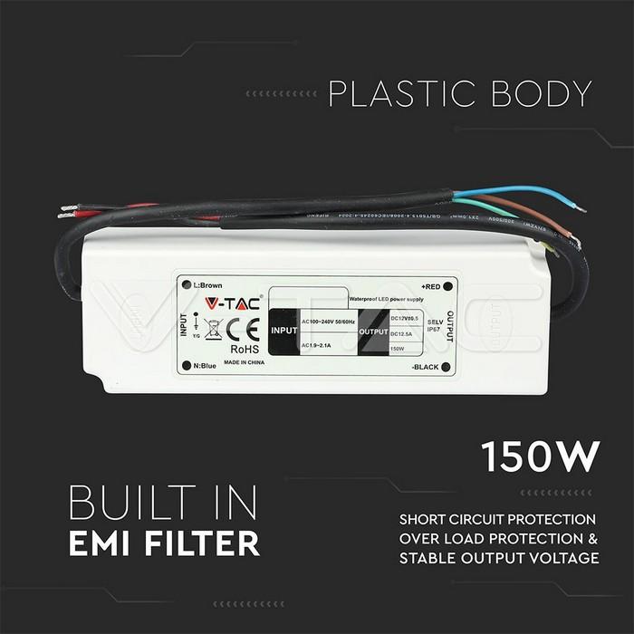 sursa alimentare banda led 12v 125a 150w ip67 v tac 1