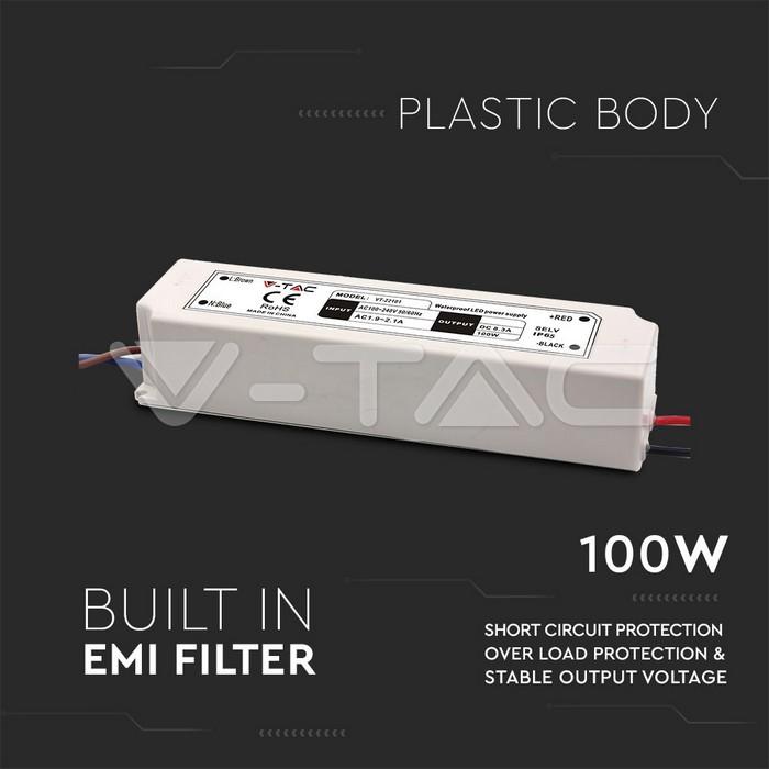 sursa alimentare banda led 12v 8a 100w ip67 v tac 2