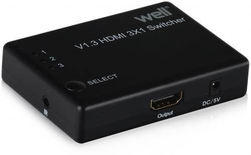 switch hdmi 3 intrari fullhd v13 cu telecomanda well 1