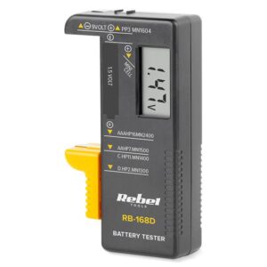 tester cu afisaj digital pentru baterii 9v buton aaa aa c d rebel