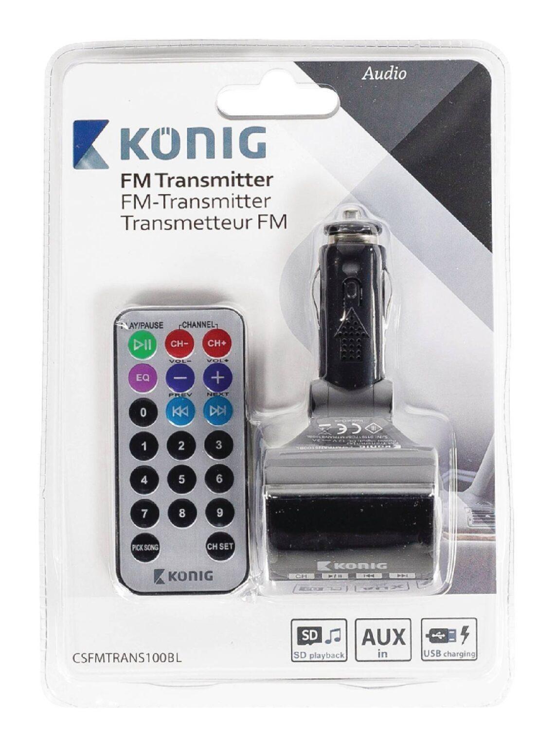 transmitator konig fm negru cu telecomanda 3