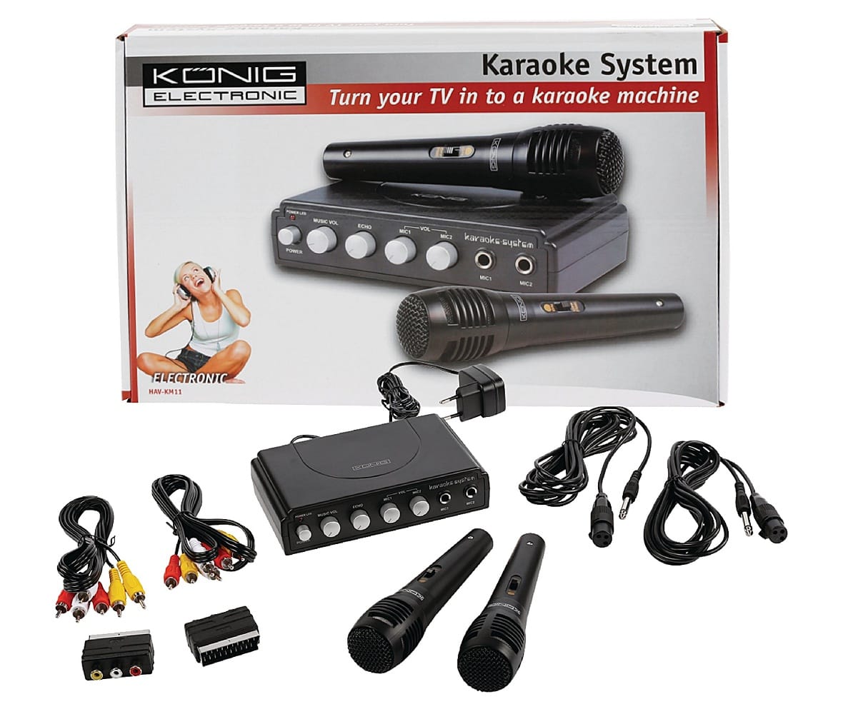 Mixer Karaoke Cu 2 Microfoane Negru Konig