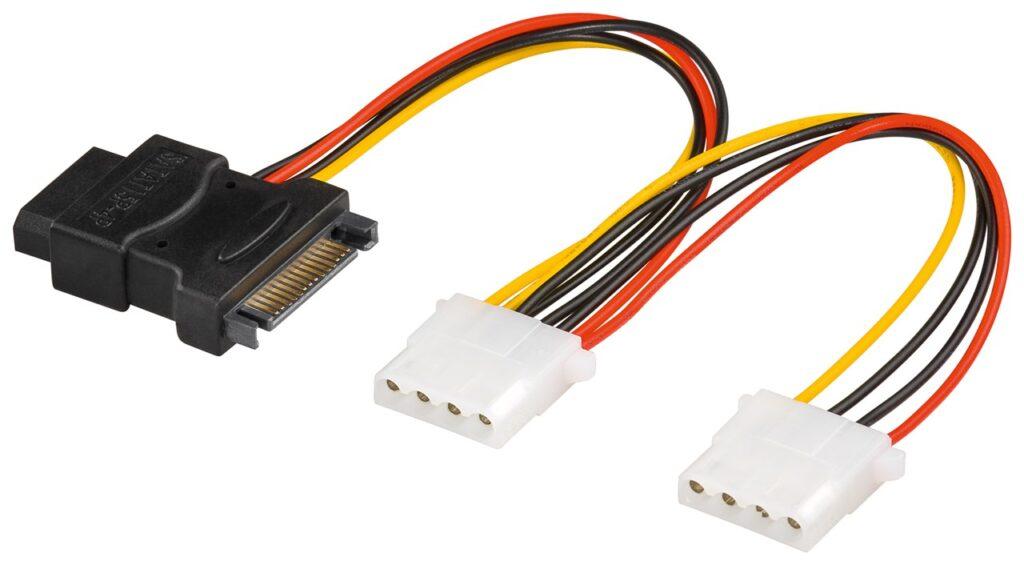 cablu adaptor de alimentare pc y mufa 2x 525 mama sata tatamama 20cm goobay