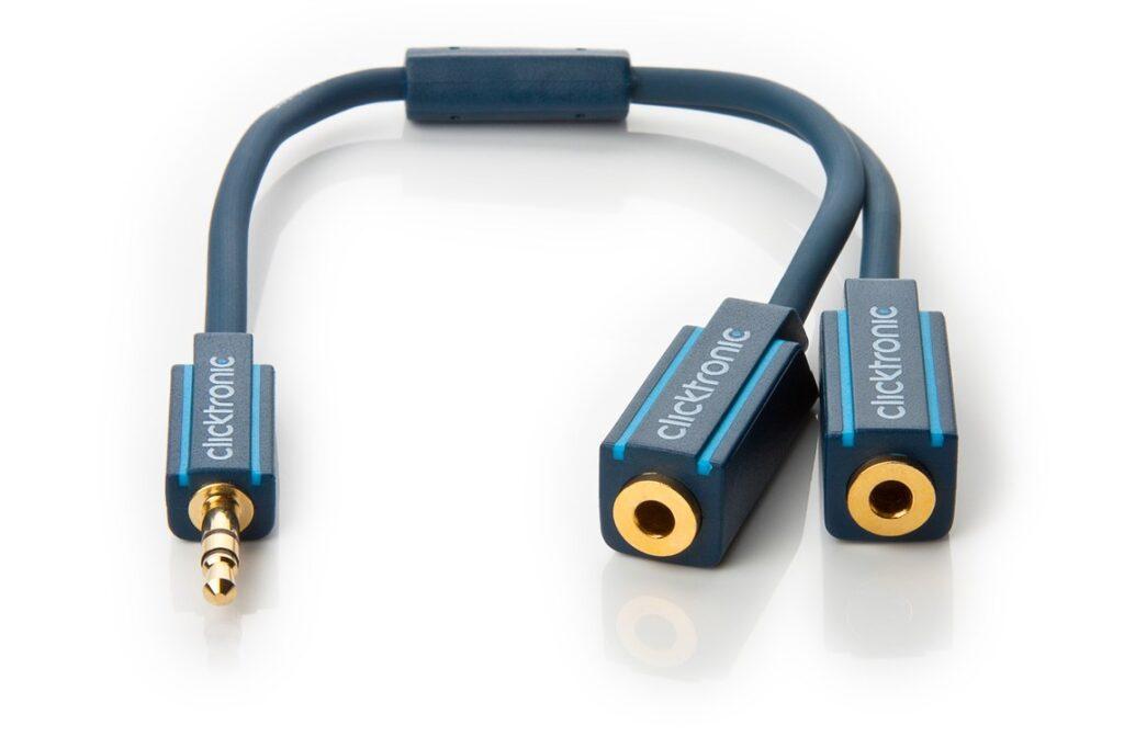 cablu adaptor profesional splitter jack 35 mm x2 ofc cupru ecranat 10cm clicktronic 3