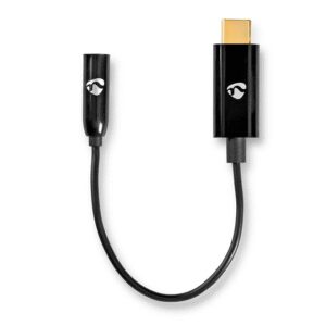 cablu adaptor usb type c tata jack 35 mm mama 15cm aurit negru nedis