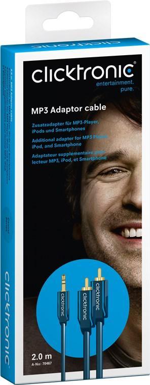 cablu audio profesional jack 35 mm 2x rca 2m 50ohm ofc cupru fara oxigen awg23 clicktronic 1