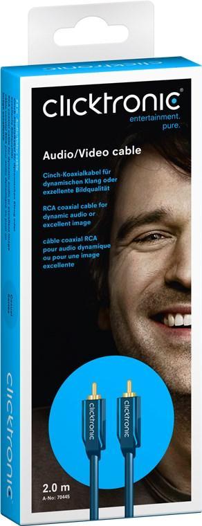 cablu audio video profesional 1x rca tata tata 2m 75ohm cupru awg23 aurit clicktronic 1