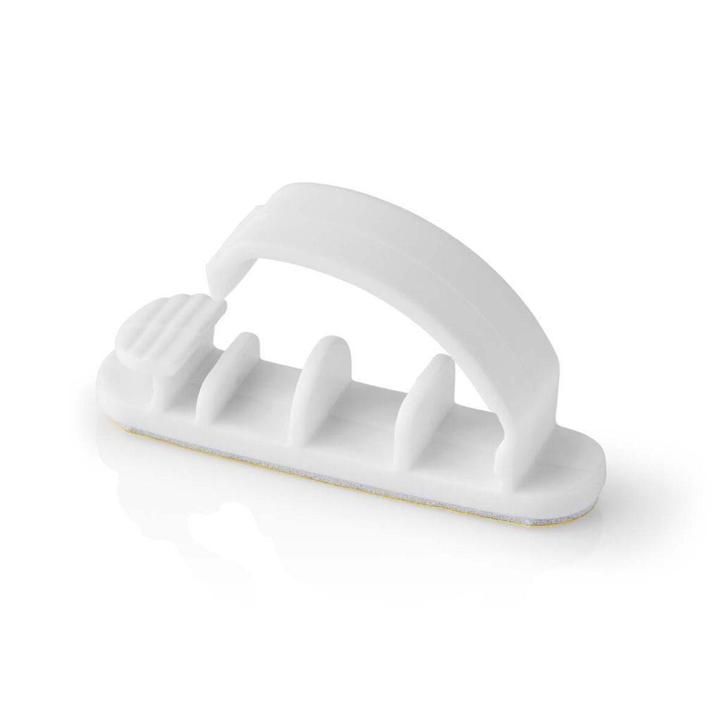 cablu de management cu blocare clip 3buc 3 sloturi pentru cablu max 75 mm alb nedis 9