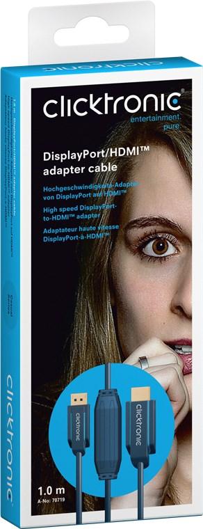 cablu profesional displayport hdmi 1m full hd 1920x1200p awg30 clicktronic 1