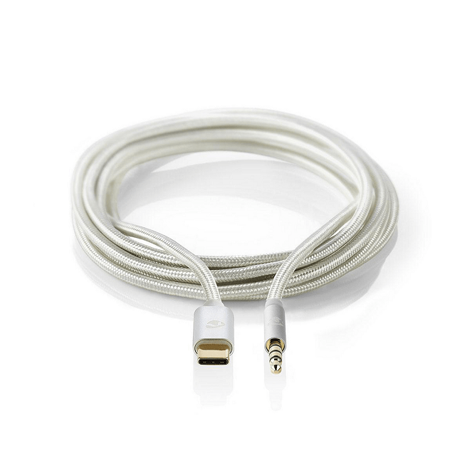 cablu usb type c tata jack 35 mm tata 1m aurit argintiu nedis 2