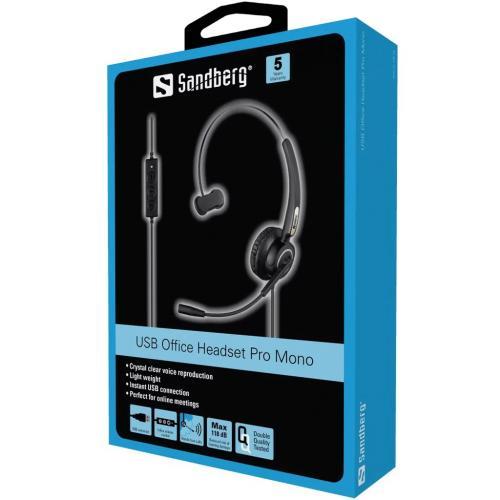 casca audio sandberg 126 14 office pro mono usb microfon negru 2