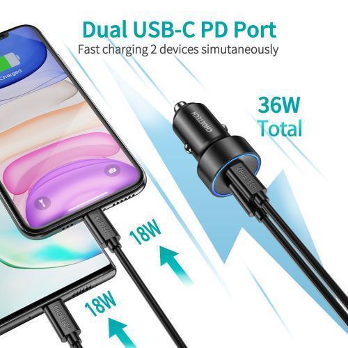 incarcator auto 2x usb type c pd 30 36w choetech c0054 3