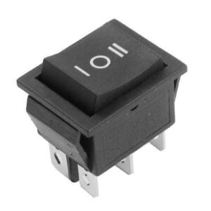 intrerupator 6 poli 250v 15a 1 buton negru 3 pozitii on off on cu retinere 217x285mm