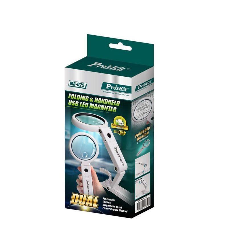 lupa 375x led usb sau 3x aaa portabila pliabila proskit ma 025 5