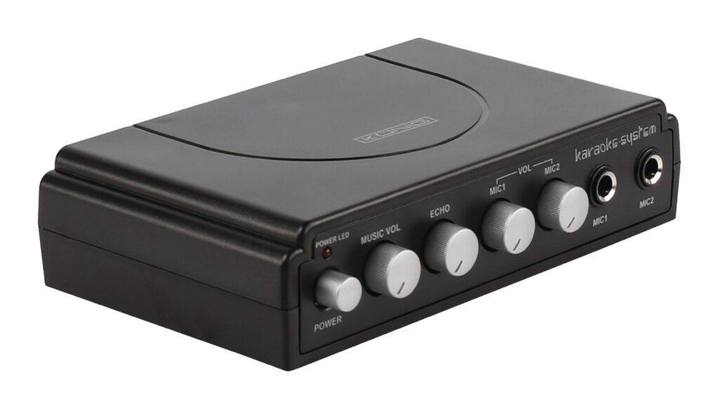 mixer karaoke cu 2 microfoane negru konig 2 scaled