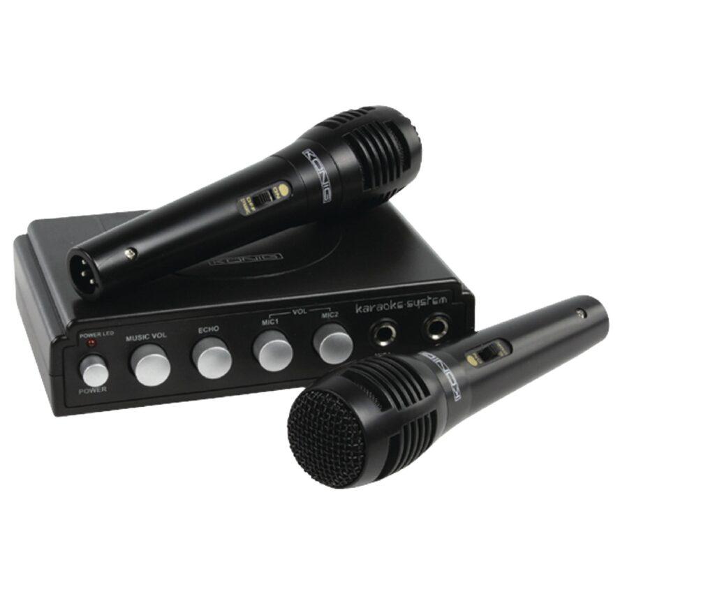 mixer karaoke cu 2 microfoane negru konig 4 scaled