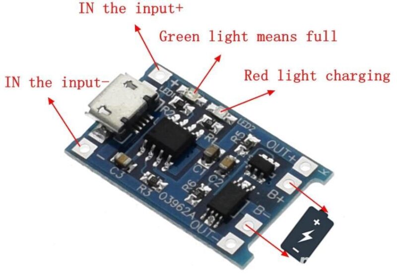 modul de incarcare 18650 cu alimentare micro usb max 1a modul inc micro 1