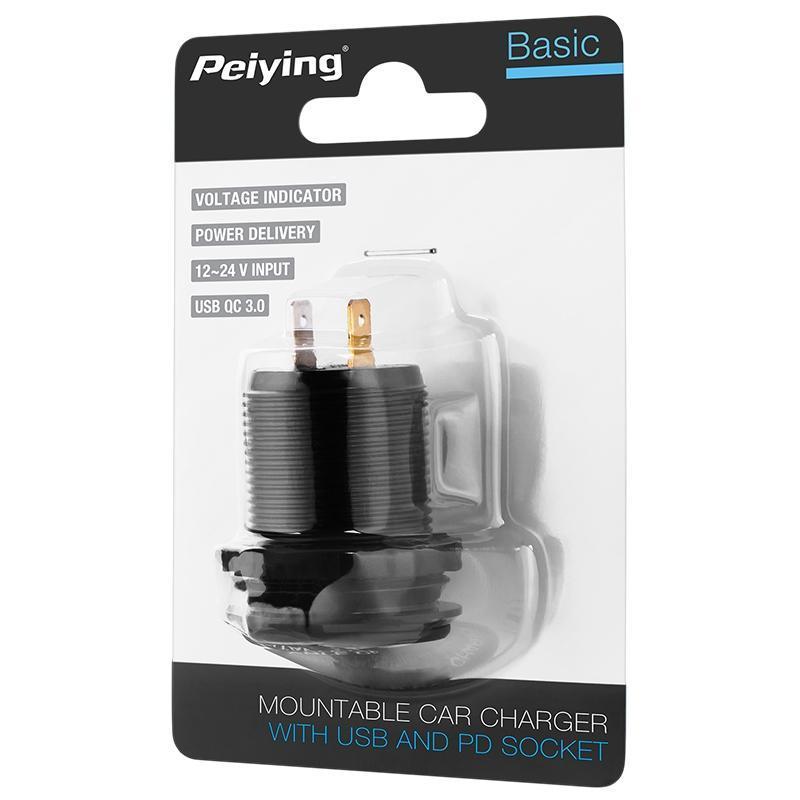 mufa montaj incarcare usb pd type c si usb qc 30 48w peiying py chr0006 2