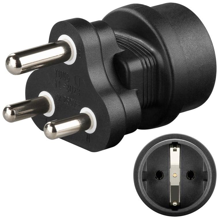 adaptor africa de sud tip m bs 546 15 a lesotho eswatini swaziland namibia india sri lanka nepal la schuko 10a negru goobay 9541 1