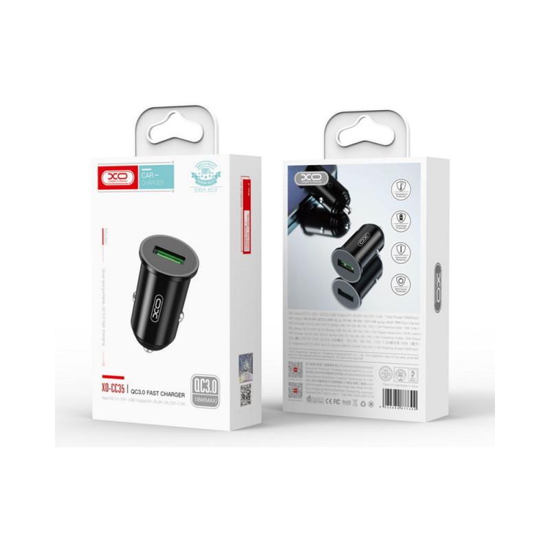 adaptor auto 1x usb qc 3a 18w negru xo cc35 ixadacarcc35neg 1