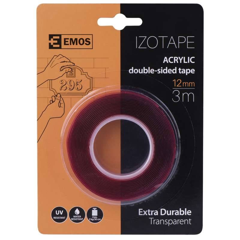 banda dublu adeziva 3m x 12mm acrilica transparenta emos 1