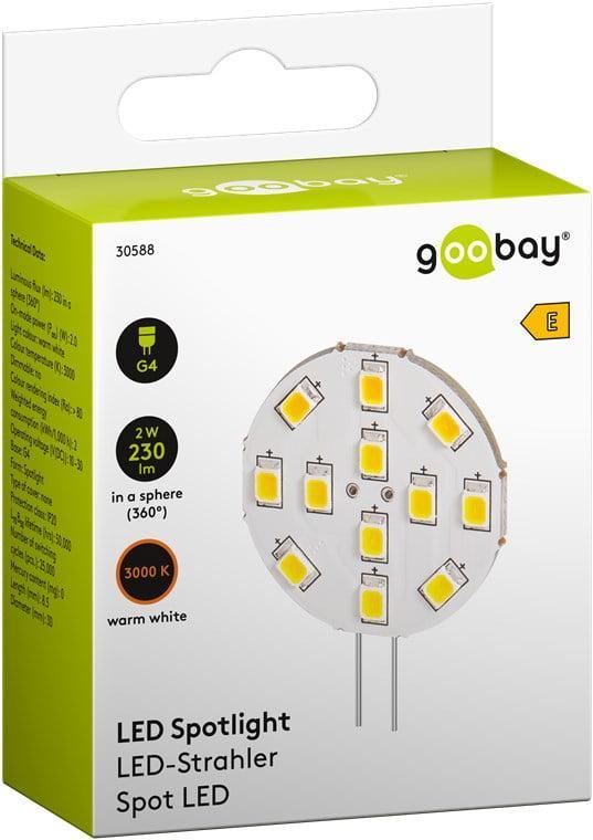 bec led g4 2w 12v alb cald 3000k 230lm goobay 30588 2