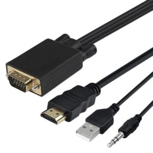 cablu adaptor convertor vga tata audio jack 35 mm tata la hdmi tata 18m alimentare prin usb