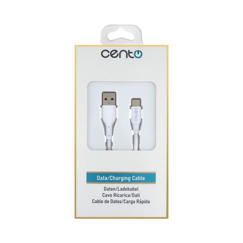 cablu usb type c usb 1m 3a silicon alb cento c101 1
