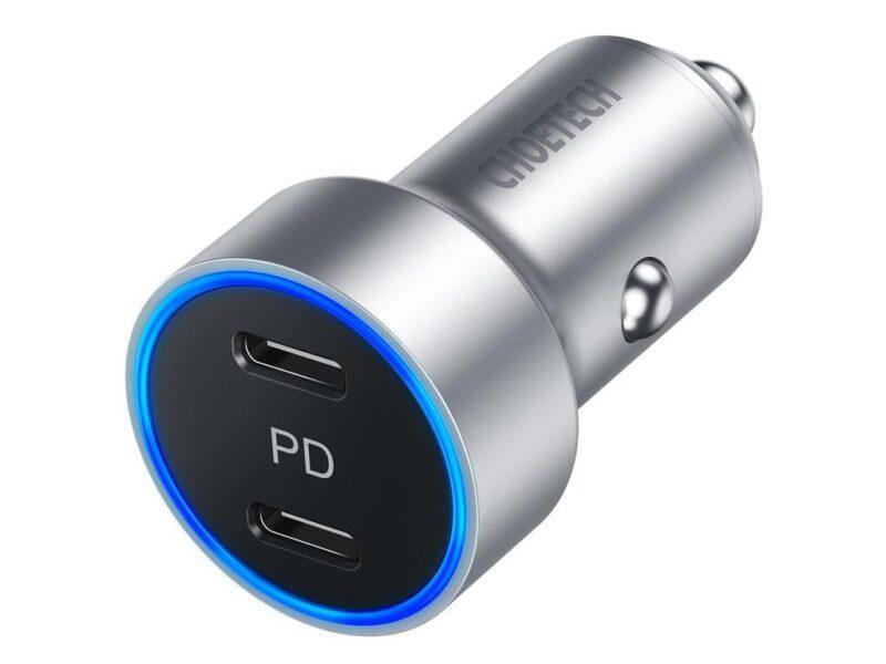 Incarcator auto 2x USB Type C PD 3.0 40W Choetech C0054-V2-SL 1 incarcator auto 2x usb type c pd 30 40w choetech c0054 v2 sl 1