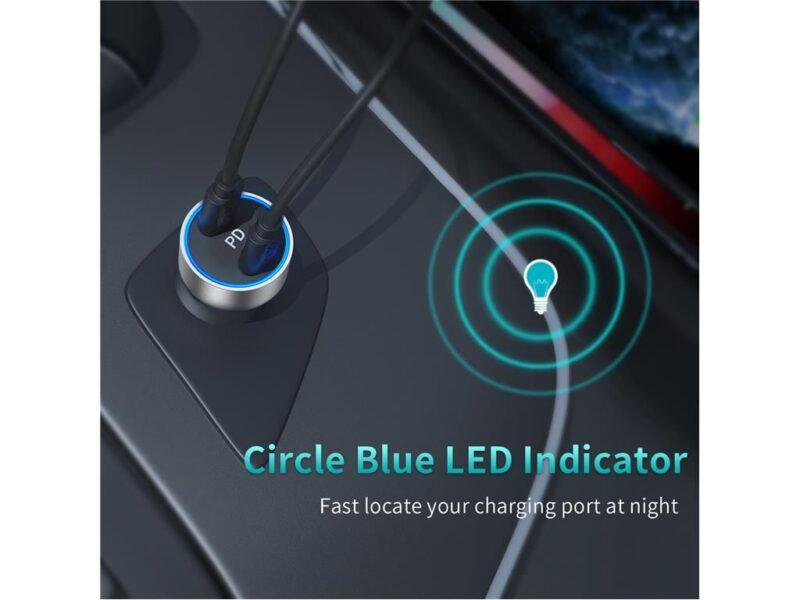 Incarcator auto 2x USB Type C PD 3.0 40W Choetech C0054-V2-SL 4 incarcator auto 2x usb type c pd 30 40w choetech c0054 v2 sl 4