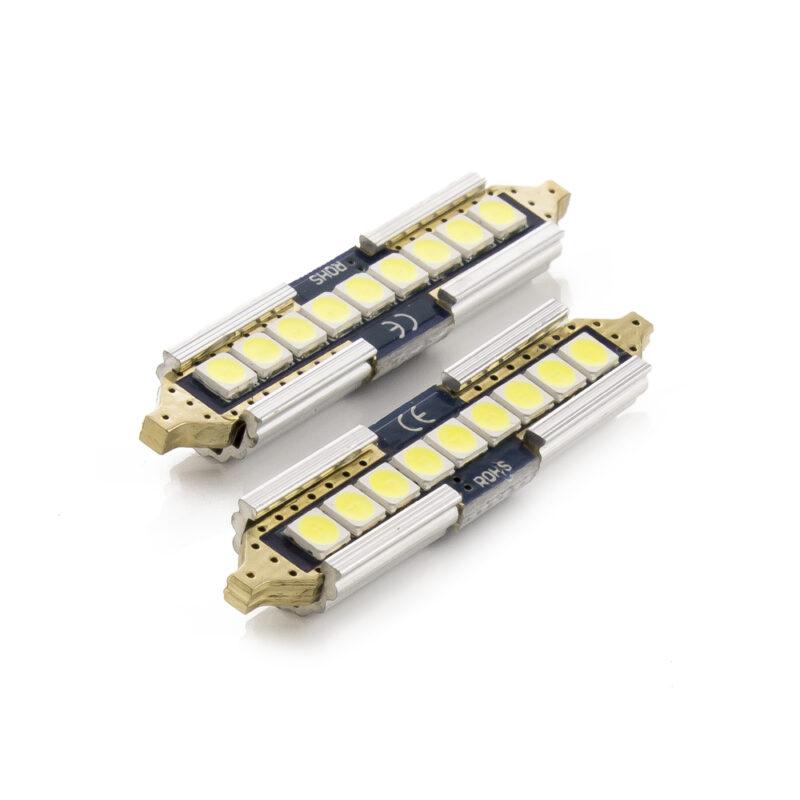 set 2x becuri auto c5w c10w 41mm led smd alb 12v 5w 650lm canbus interior portbagaj carguard