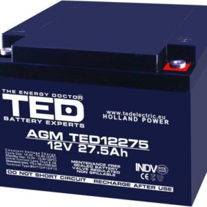 acumulator 12v 275a agm vrla 165x175x126mm m5 ted battery expert holland