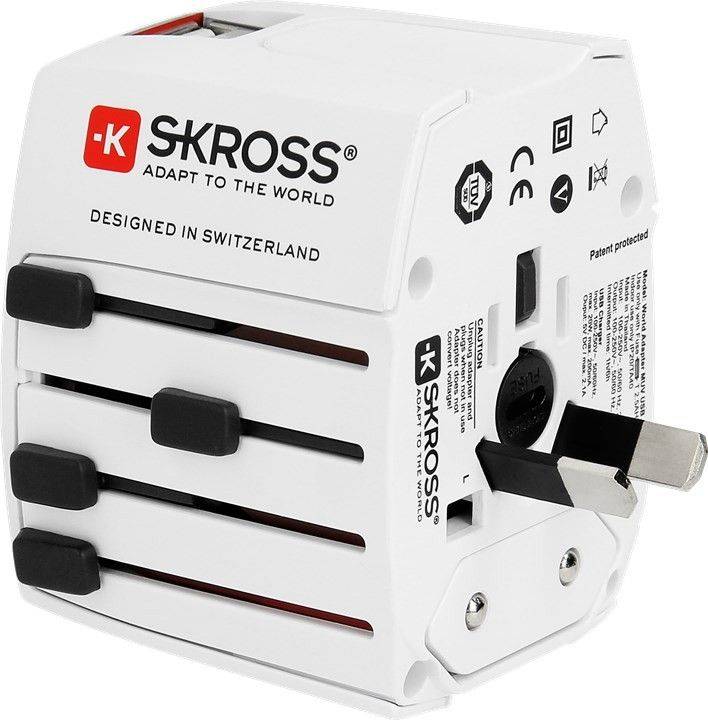 adaptor priza skross universal cu 2 porturi usb 3