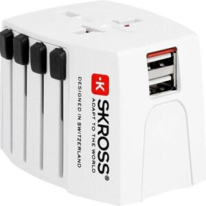adaptor priza skross universal cu 2 porturi usb