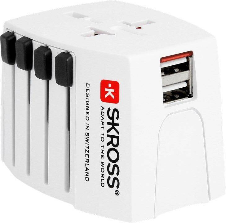adaptor priza skross universal cu 2 porturi usb