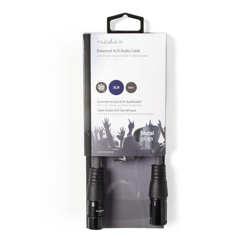 cable audio xlr 3 pini tata xlr 3 pini mama balansat 05m gri nedis 2