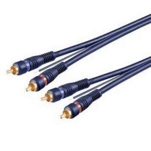 cablu 2x rca 3m cu remote ofc dublu ecranat albastru goobay