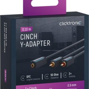cablu adaptor profesional jack 35 mm mama 2x rca tata ofc cupru 10cm dublu ecranat aurit clicktronic 70493