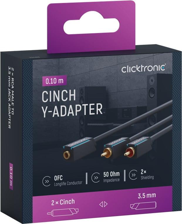 cablu adaptor profesional jack 35 mm mama 2x rca tata ofc cupru 10cm dublu ecranat aurit clicktronic 70493