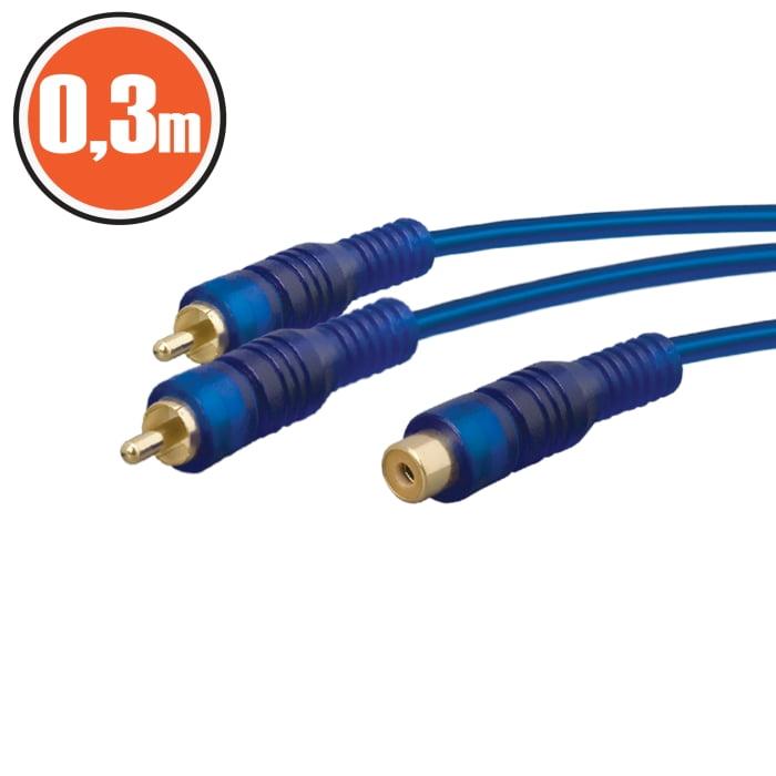 cablu adaptor rca tata 2x rca la mama 1x rca 03m