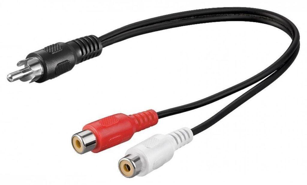 cablu adaptor rca tata la 2x rca mama 02m goobay