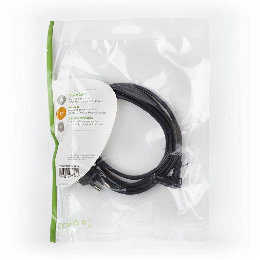cablu alimentare euro cotit tata 2 pini iec 320 c7 cotit 2m nedis 2