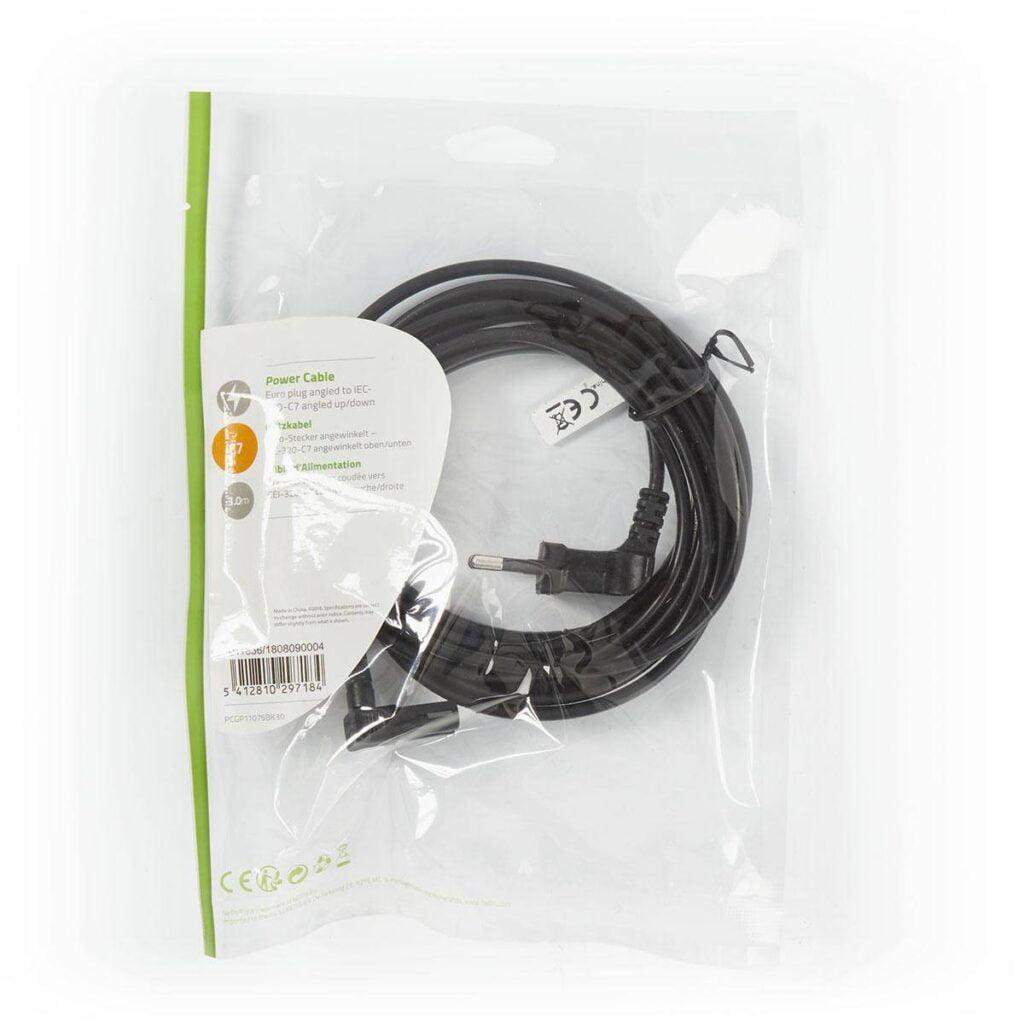 cablu alimentare euro cotit tata 2 pini iec 320 c7 cotit 3m nedis 2