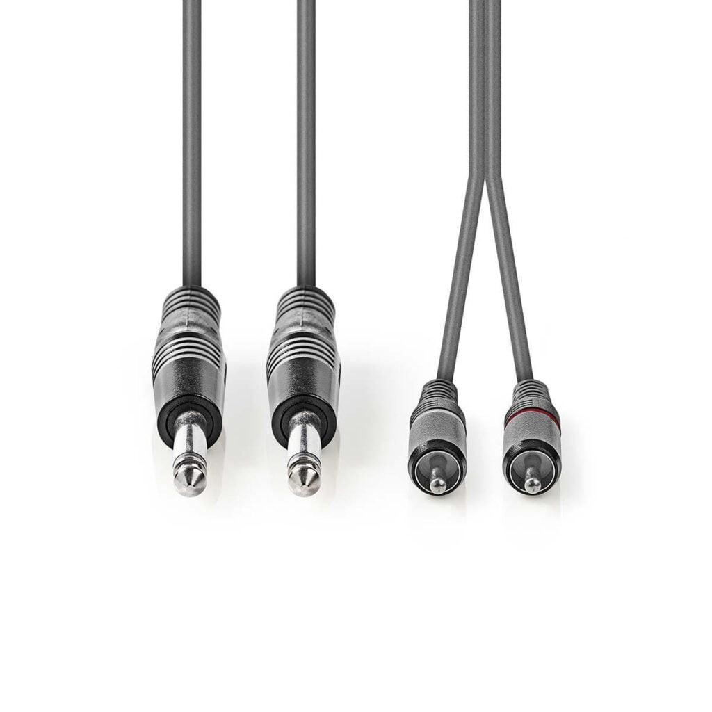 cablu audio stereo 2x 635 mm jack tata 2x rca tata 15m gri nedis 1