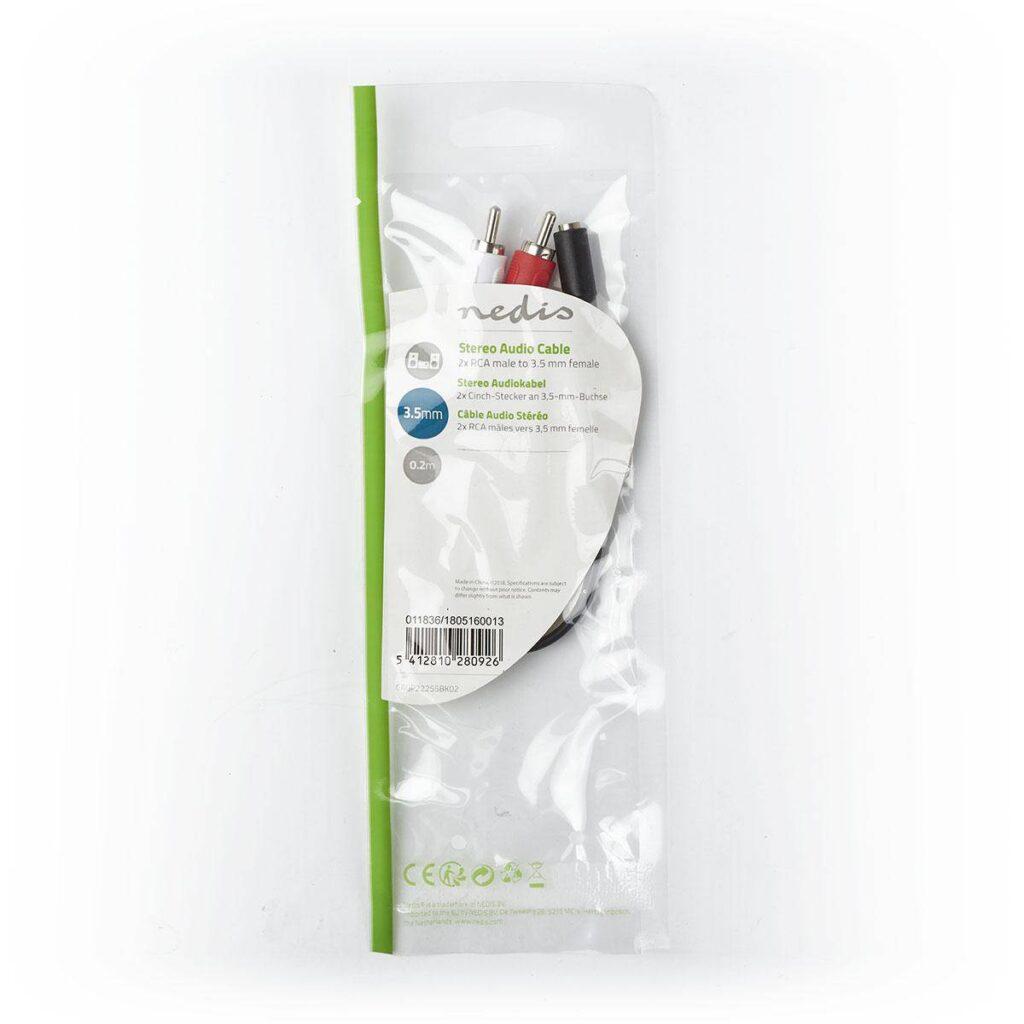 cablu audio stereo 2x rca tata 35 mm mama jack 02m nedis 2