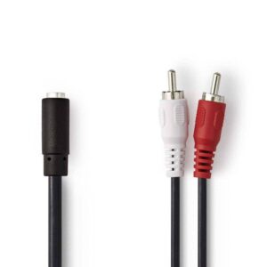 cablu audio stereo 2x rca tata 35 mm mama jack 02m nedis