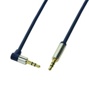 cablu audio stereo 90 grade jack 35 mm 05m tata tata aurit albastru inchis carcasa aluminiu logilink ca11050 1